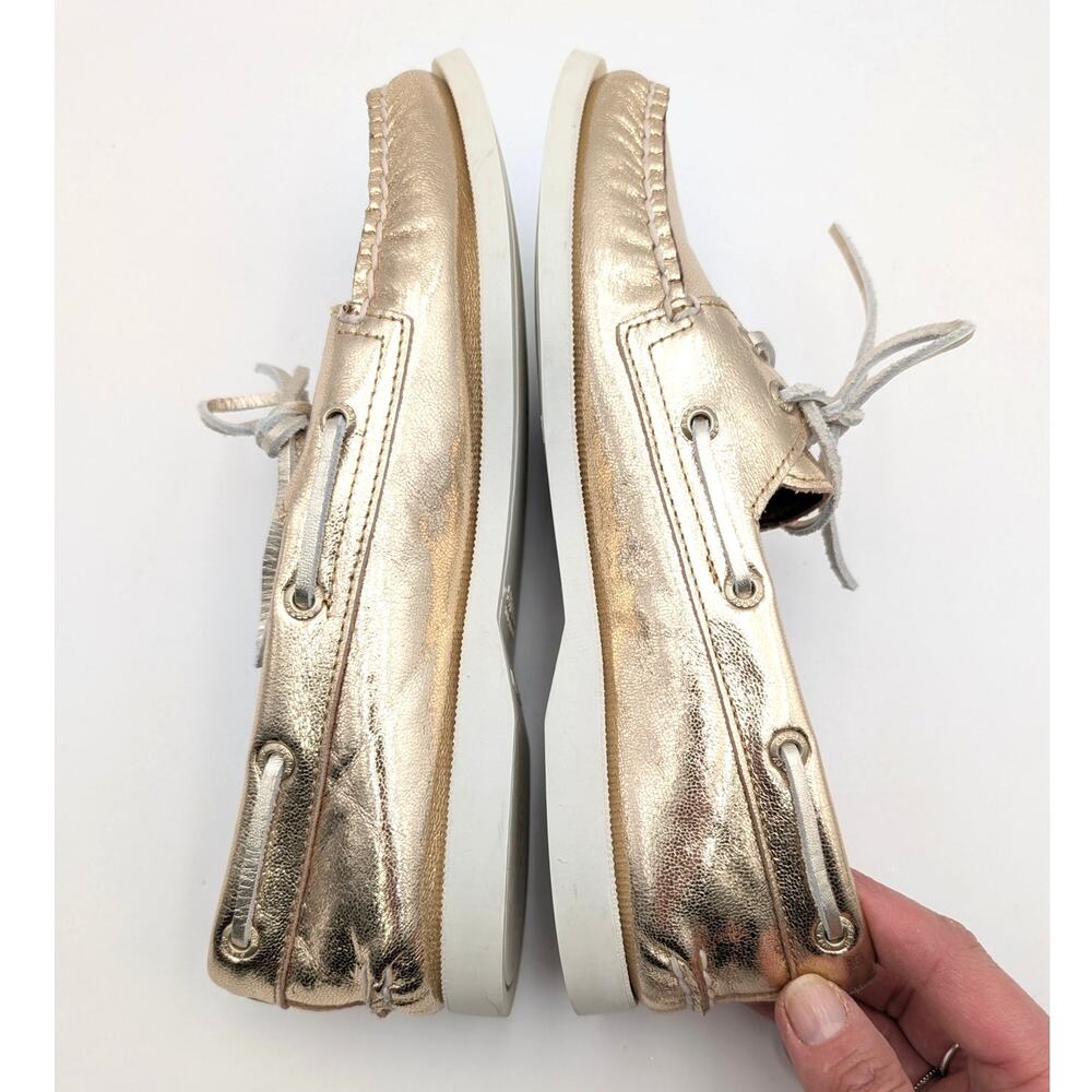 Sperry Authentic Original 2 Eye Boat Shoes Round Toe Women's Gold Size US8 EU39 - Picture 5 of 10